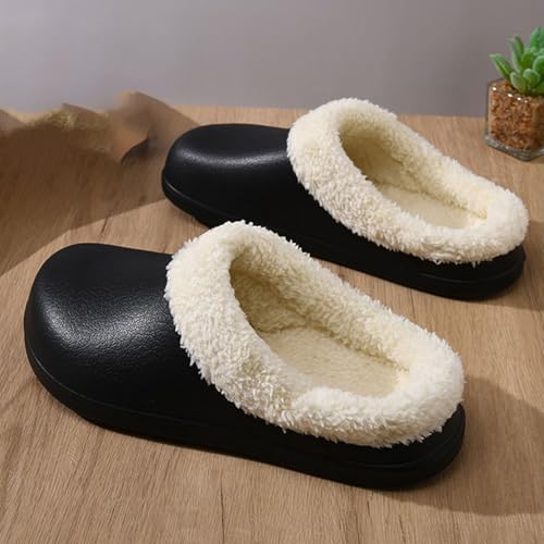 Women Men Plush Lined Clogs Memory Foam Warm Fuzzy Slippers Winter Waterproof Indoor Outdoor Slipper for Womens Mens Non Slip Sole Mules Slip on Cozy Fleece House Slippers Garden Shoes3