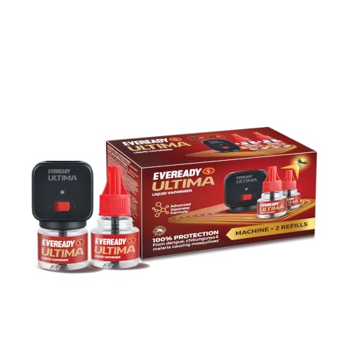 Image of Eveready Ultima Mosquito Repellent, Machine + 2 Refill Combi Pack, Dual Mode - Normal & High, Advanced Japanese Formula, 100% Protection from Dengue, Chikungunya & Malaria