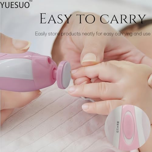 YUESUO Baby Nail Trimmer File with Light,Baby Electric Nail File for Newborn Infant Toddler Kids Adult,Battery Operated (AA) (Pink) - Image 5