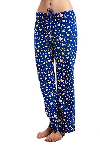 CYZ Womens Casual Stretch Cotton Pajama Pants Simple Lounge Pants,Blue Print, Size:Large
