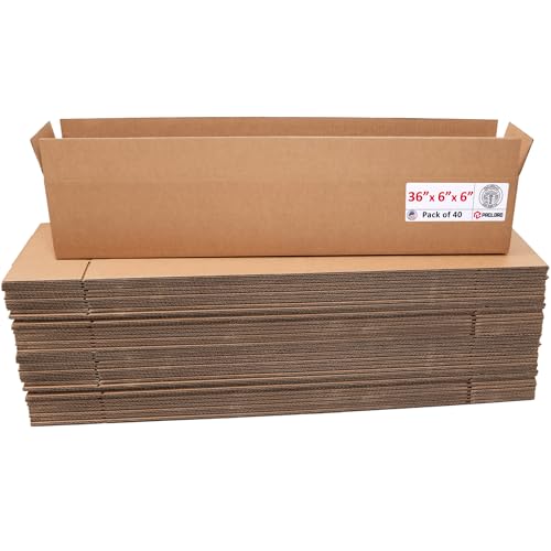 Image of Long Cardboard Boxes 36 inchL x 6 inchW x 6 inchH (Pack of 40) - USA-Made Packing Boxes for Moving, Shipping, or Storage - USPS, UPS, FedEx Approved - Professional Packing Supplies for Moving | USA-Made Packing Boxes for Moving, Shipping, or Storage - USPS, UPS, FedEx Approved - Professional Packing Supplies