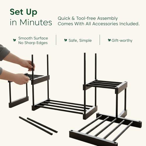Image of KYARI 4 Tier Metal Plant Stand - Heavy Duty Black Powder Coated Plant Rack | Rust-Proof Vertical Flower Pot Stand for Balcony, Living Room & Outdoor Use (DIY Assembly Required)