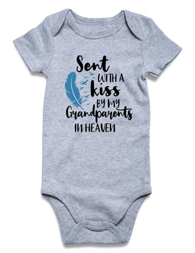 Image of Loveternal Gender Neutral Baby Clothes 0-3 Months Unisex Sent With A Kiss By My Grandparents Im Heaven Rompers Short Sleeve Bodysuits Clothes Shower Gifts