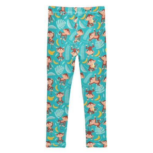 Girls Leggings Soft Toddler Ankle Length Bottoms Monkey Banana Kids Dance Yoga Pants 4-10 Years2