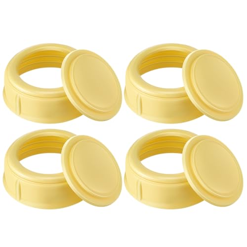 Image of HappyAlley 4 Pack Nipple Rings Compatible with Medela Baby 5oz & 8oz Plastic & Glass Bottles, Collar Rings Compatible with Medela Slow or Medium Flow Collection and Storage Bottles, No Leak or Spill