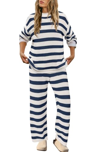 Image of SENSERISE Womens Striped Set Sweater Lounge Sets