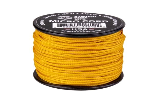 Atwood Rope MFG Tactical Nylon/Polyester Micro Utility Cord 1.18mm X 125ft Reusable Spool | Fishing Gear, Jewelry Making, Camping Accessories (Air Force Gold)