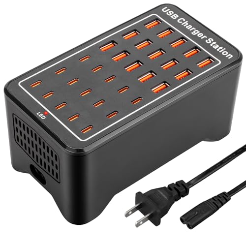 USB~C Charger Block, 150W(30A) 30 Port (15 USB A & 15 USB~C Port) Multiple USB Charging Station, Desktop USB Wall Charger Compatible with iPhone, iPad, Tablets, Smartphones