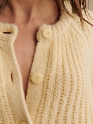 Image of KEOMUD Women's Long Sleeve Cardigan Sweaters Spring Casual Crewneck Button Down Chunky Knit Cardigans