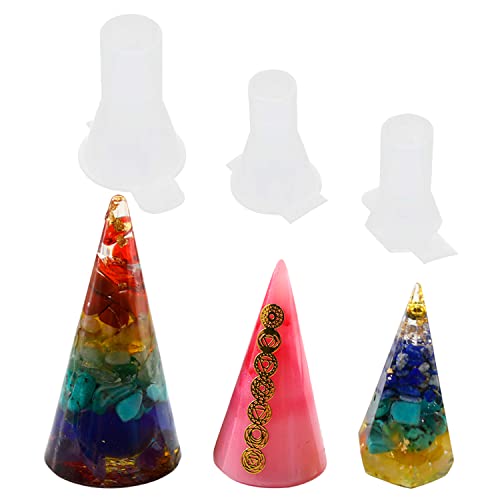 3 Pcs Cône Moules en Résine de Silicone, 6,5cm Bricolage Cristal époxy Losange Coupe Porte-Anneau Pendentif Utilisé pour Fabriquer Des Porte-Bagues et Des Pendentifs...