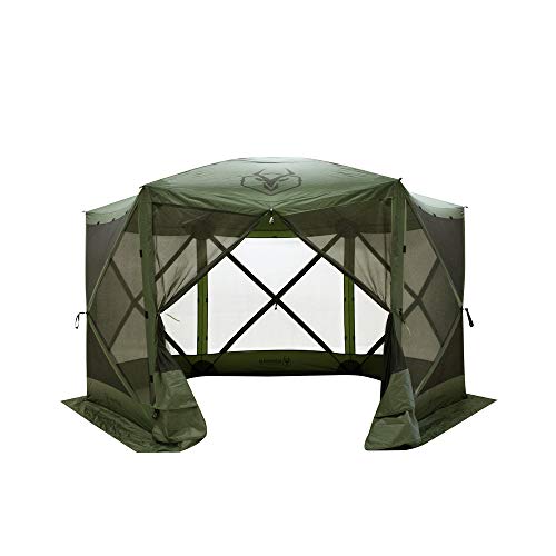 Image of Gazelle 5 Sided Outdoor Portable Pop Up Screened Gazebo Canopy Tent with Carry Bag and Stakes for Parties and Other Outdoor Occasions, Alpine Green