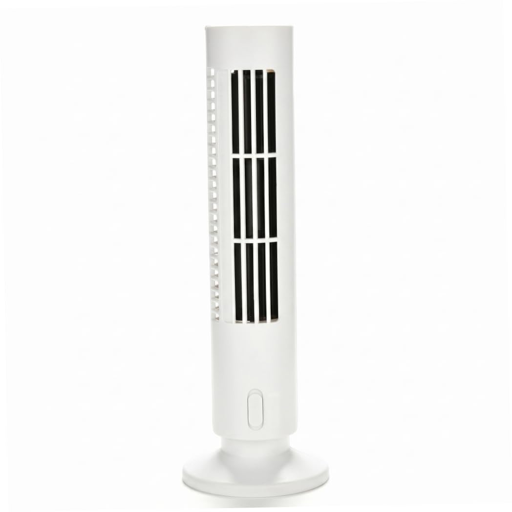 Goutdori 2 Speed Mini Tower Fan Quiet USB Portable Fan Blows Cold Air Energy Saving for Desk 4.13x12.99 Inch White