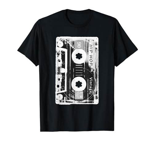 Vintage Cassette Tape Hip Hop Music 80s 90s Retro Distressed T-Shirt, Men, Black, 3X-Large