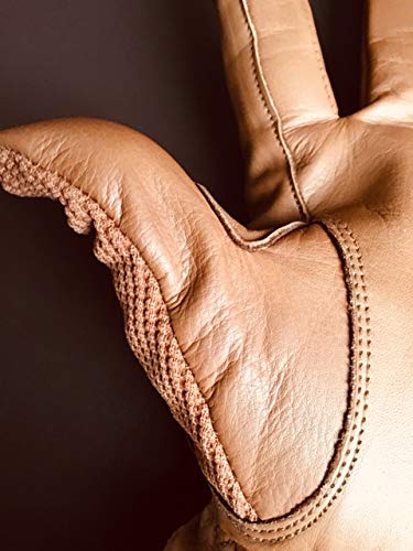 Gants d'équitation pour homme en cuir véritable et coton de qualité supérieure Marron clair