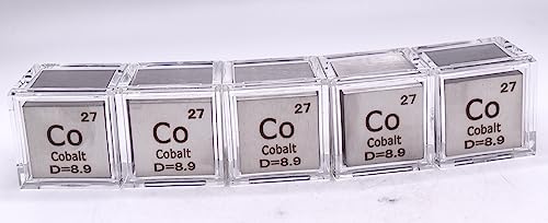 Image of 1 inch 25.4mm Cobalt Metal Cube Co up to 99.9% Pure Periodic Table Element Engraved Density Collection Science Education Display Block Cube + Acrylic Case Box - 1PC