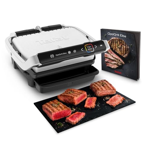 Tefal OptiGrill Elite Kontaktgrill, 12 Programme, Digitales Display mit Garstufenanzeige, Abnehmbare Platten, Elektrogrill, Edelstahl, GC750D16 Tefal OptiGrill Elite Kontaktgrill, 12 Programme, Digitales Display mit Garstufenanzeige, Abnehmbare Platten, Elektrogrill, Edelstahl, GC750D16