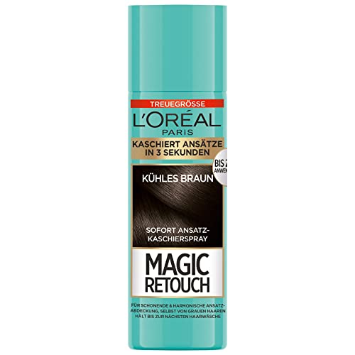 LOréal Paris Ansatz-Kaschierspray für stufenlose und natürliche Übergänge Kaschiert Ansätze bis zur nächsten Haarwäsche Magic Retouch Kühles Braun 1 x 90 ml