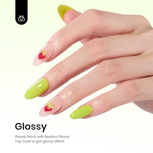 Image of Beetles Green Gel Nail Polish - Fresh Greenery 15ML /0.51Fl Oz, Light Green Gel Nails Polish, Neon Lime Color Soak Off UV LED Lamp Day Nails Art, Long-Lasting Manicure Salon Summer Nails