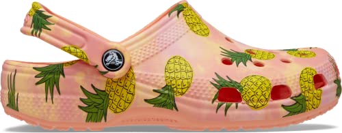 Image of Crocs Unisex-Adult Classic Seasonal Print Clogs, Papaya /Multi, 9 Men /11 Women