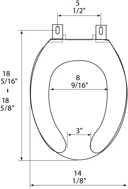 3Q1E1-01 Light Commercial Plastic Toilet Seat Open Front with Cover, includes Vari-Adjust Lok-Down Hinge, Elongated, Bone