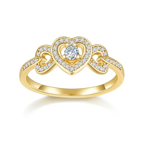 MINDDHA 14K Gold/White Gold Plated Infinity Rings Women, Heart Infinity Promise Ring, Stackable CZ Simulated Diamond Eternity Bands, Dainty Open, Minimalist Knuckle, Non Tarnish Comfort Fit – 2mm Band Size 4-12