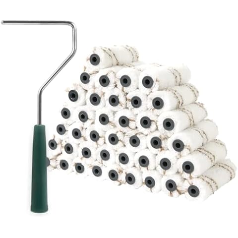 Mister Rui Microfiber Paint Roller Covers 4 Inch, 40 Pack Small Paint Roller Covers with Roller Frame Kit, Mini Paint Rollers for Painting Walls, Paint Supplies for House Painting Cover