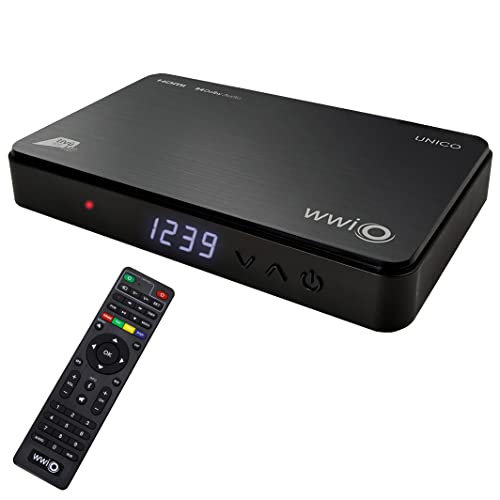 Decoder Ricevitore Digitale Satellitare 12 Volt HDMI e Scart Certificato Tivusat HD WWIO UNICO DVB-S2 Con Card Tvsat Inclusa e Telecomando 2 in 1 Nero