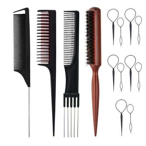Set profesional de 14 peines para peinado y separación de cabello miniatura 1