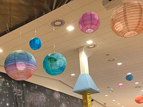 Lampenschirm Rund Weiß Papier Laterne Classic Bamboo Style Gerippter Lampenschirm Deko für Party Garten Hochzeit Dekoration (20 cm, 8)