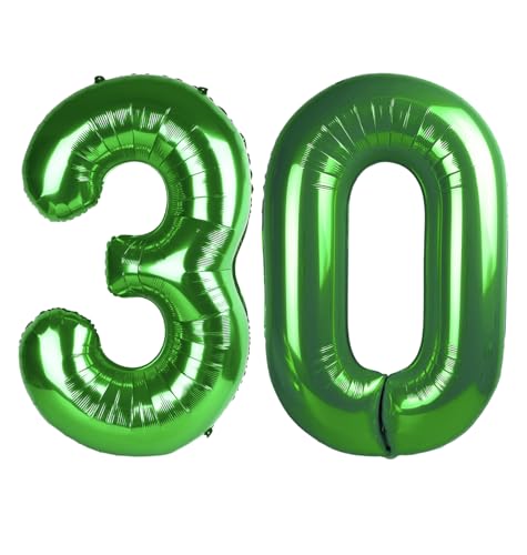 Image of Dark Green Number 30 Balloon 40 Inch, 30th Birthday Party Decorations, Giant 30 Foil Balloon for Party Supplies