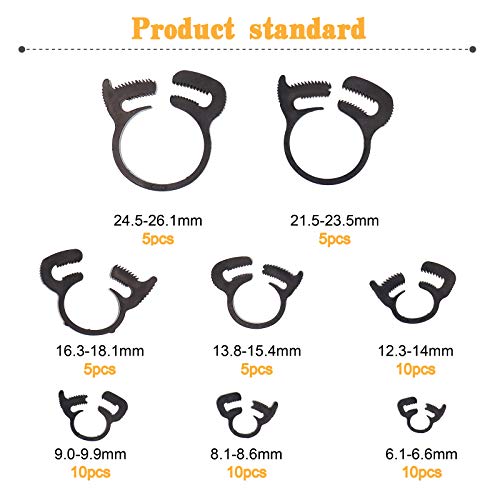 56 Schlauchschellen Set Aus Nylon - 5 Größen (1/4" Bis 1") In Sortierbox, Doppelte Schnappverschlüsse