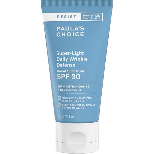 Paula's Choice RESIST Super-Light Daily Wrinkle Defense Mineral Sunscreen, SPF 30 Face Sunscreen for Oily Skin, Matte Tinted Face Moisturizer, UVA/UVB Protection, Fragrance-Free, 2 Fl Oz