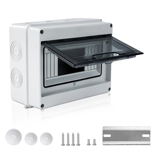 Jadeshay Caja de Distribución,8 Módulos Caja Cuadro Electrico de Superficie Impermeable IP65 para Jardín Interior y Exterior