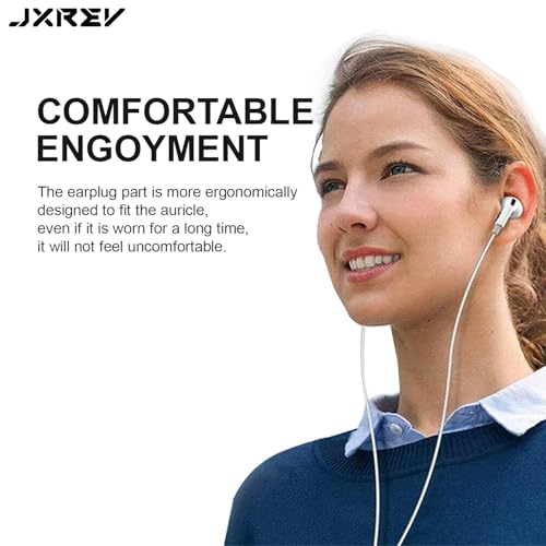 Image of Jxrev Wired Earphone Built-in Microphone & Volume Control iPhone Wired Headphones Lightning Connector Earphones Compatible for iPhone 7 /8 /XR /XS /X /11 /12 /13 /14 Pro (White) - in Ear Stereo