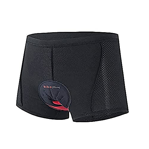 Cueca masculina de ciclismo acolchoada 9D respirável secagem rápida, Preto, vermelho, 4X-Large