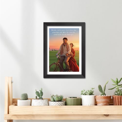 Image of TenorArts Laapataa Ladies Quotes Poster Bollywood Movie Vector Art Vector Art Posters Photo Framed Painting With Black Wooden Textures (12inches x 9inches)