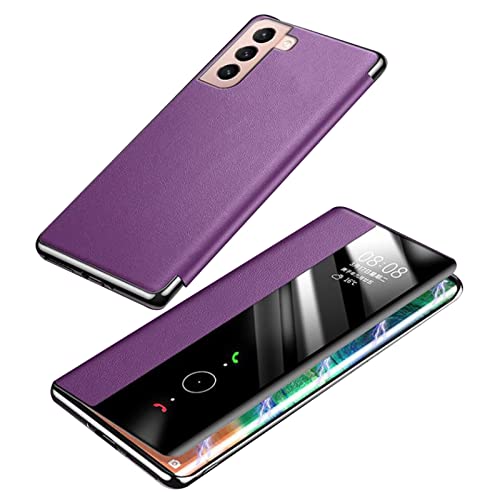 Capa para Samsung Galaxy S23/S23 Plus/S23 Ultra, capa protetora flip de couro premium transparente c