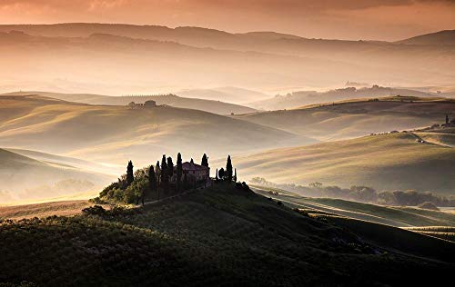 Affiche sur toile paysage campagne toscane cadre image châssis 73x116 cm Sus Bogaerts