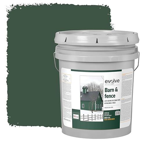 EVOLVE Barn & Fence: Swift Shield High Durability and Scratch-Resistant Paint for Storage Sheds, Outbuildings, and Fences (Hunter Green, 5 Gallon)