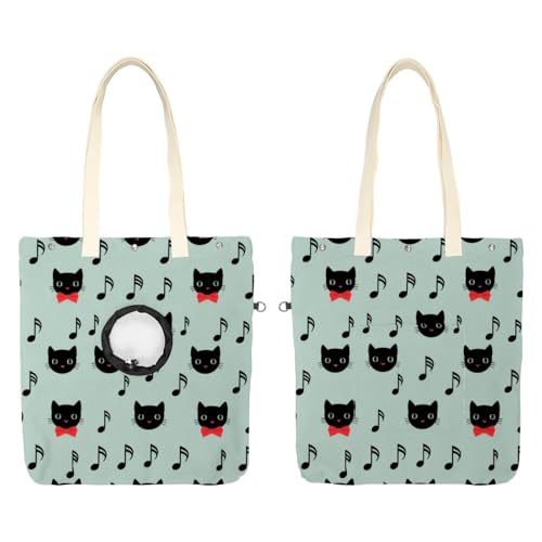 Pet Canvas Shoulder Bag Soft-Sided,Dog Purse Carrier for Small Dogs and Cats, Portable Pet Handbag with Adjustable Hole, Pet Washable Travel Tote Bag,Cat Face Note 16.7''x15.8''