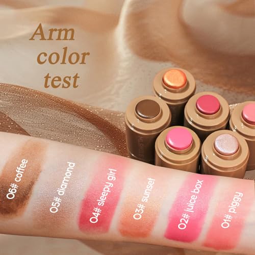 Bastão de blush de bolso, bastão de blush natural fosco 3 em 1 para olhos, bochechas e lábios, mistu