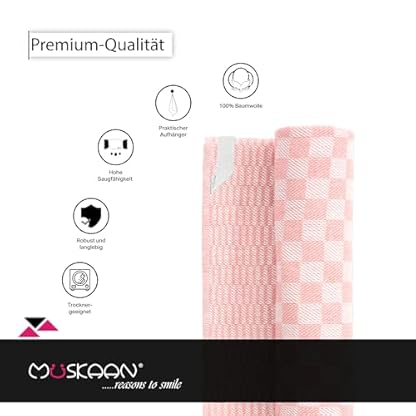 Müskaan 10er Set Geschirrtücher 100% Baumwolle 50x70 cm Rosé 210 g/m² | Küchenhandtücher für Abtrocknen, Grubentücher zum Putzen, Fusselfrei Geschirrhandtücher, Küchentücher saugstark, Geschirrtuch – Bild 6