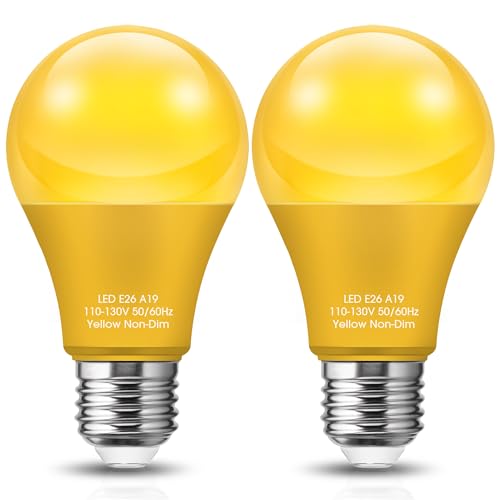 DORESshop Yellow Light Bulbs, Bug Lights for Outside, A19 Bug Light Bulbs 9W (60 Watt Equivalent)