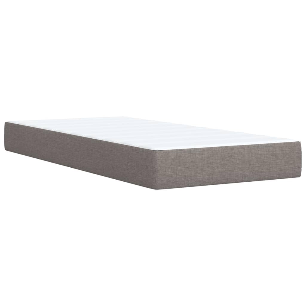 Sprężynowy materac kieszeniowy tkanina poliestrowa Taupe 100x200 cm | Łóżko kontynentalne z materacem 100x200 cm, taupe, tkanina, z topperem i stelażem