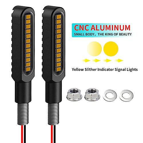Image of Waterproof Motorcycle Blinkers Indicator Turn Signal Amber Flowing Sequential Universal Lamp (Pack of 2)
