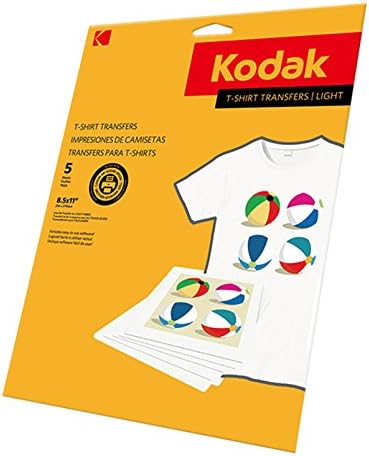 KODAK T-Shirt Transfers for Light Fabrics -8-1/2 x 11", 5 Sheets Per Pack