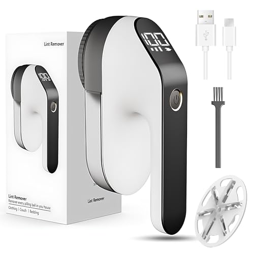 YGVQN Levapelucchi Elettrico Ricaricabile 2000mAh, Rimuove i Pelucchi Portatile Ricaricabile USB-C con Display LED, 3 Livelli di Potenza e Testa con 6 Lame, per Abiti, Tappeti, Maglioni e Divani
