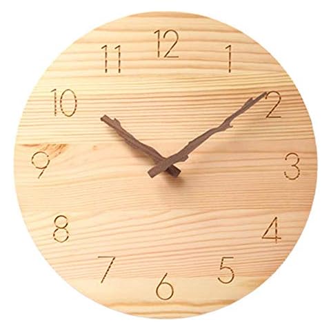 JUSTUP Wooden Wall Clock,10 in Country Style Silent Non-Ticking Wall Clock with Battery Operated Big Numbers for Kids Living Room Bedroom Kitchen School Office Decor(A) Cover
