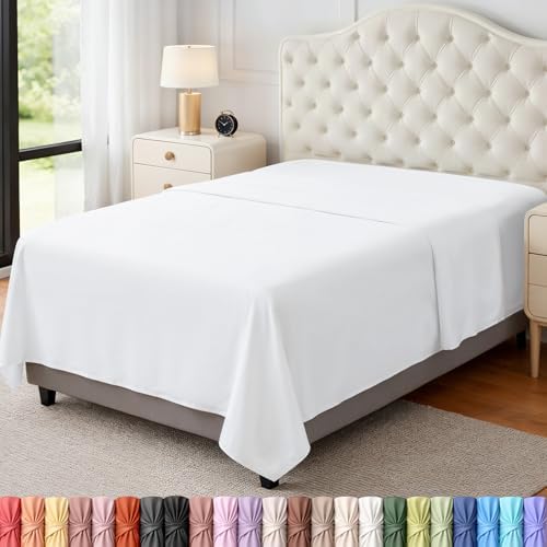 Utopia Bedding Flat Sheet - 1 Pack (Twin, White) - Soft Brushed M...