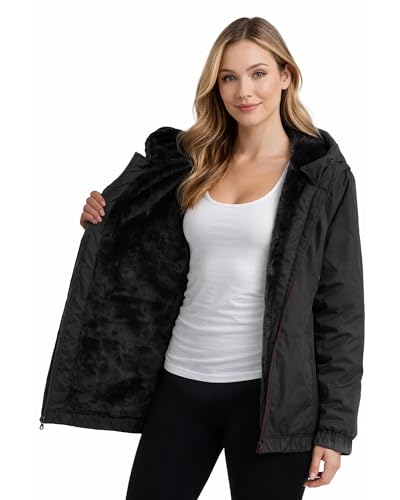 Reebok Womens Rain Jacket - Midweight Sherpa Lined Full-Zip Coat with Hood - image 4